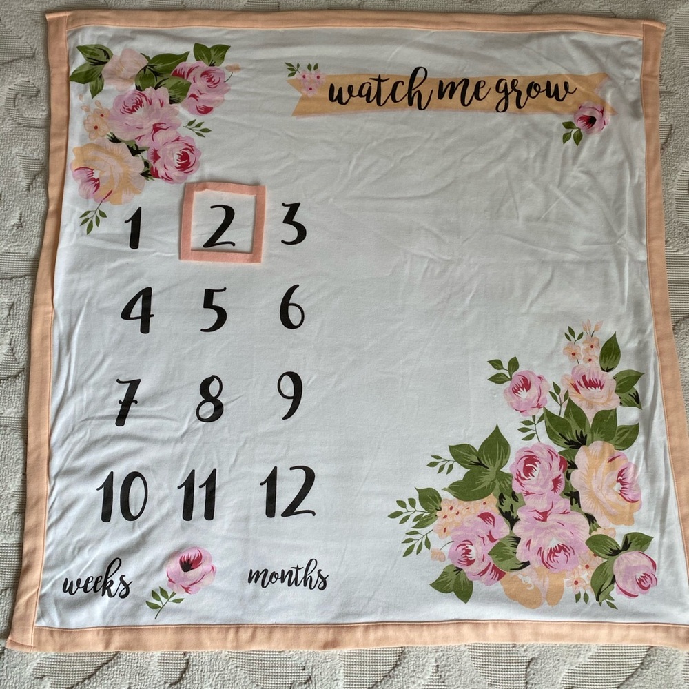 Watch me grow monthly milestone blanket